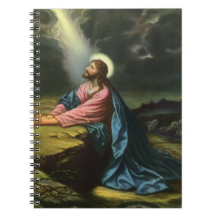 Vintage Jezus Christus bidt, tuin van Gethsemane Notitieboek