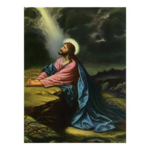 Vintage Jezus Christus bidt, tuin van Gethsemane Perfect Poster