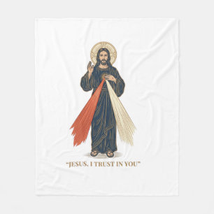 Vintage Jezus Ik Vertrouw Op Jou Religieus Vectoro Fleece Deken