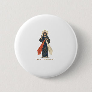 Vintage Jezus Ik Vertrouw Op Jou Religieus Vectoro Ronde Button 5,7 Cm