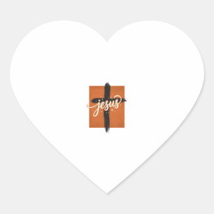 Vintage Jezus Kruis Christelijk T-shirt Ontwerp_1 Hart Sticker