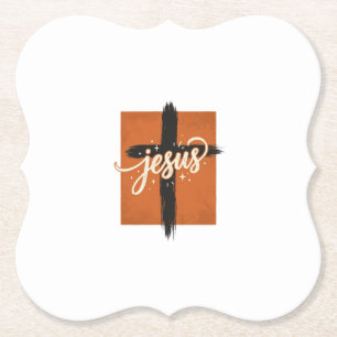 Vintage Jezus Kruis Christelijk T-shirt Ontwerp_1 Kartonnen Onderzetters