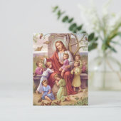 Vintage Jezus met kinderen Feestdagenkaart (Staand voorkant)