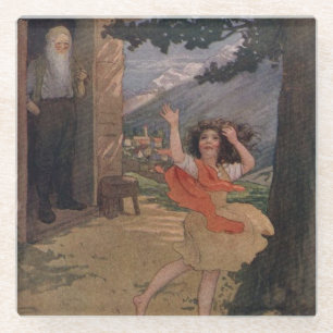 Vintage Johanna Spyri Heidi van de Zwitserse Alpen Glazen Onderzetter