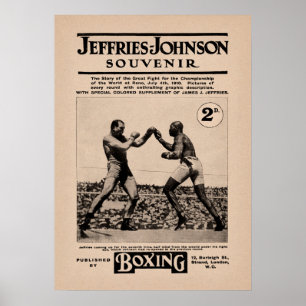 Vintage Johnson Jeffries Fight Souvenir Hoesje Poster