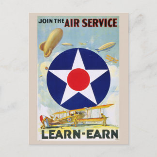 Vintage Join The Air Service Learn Postcard Briefkaart