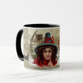Vintage Jolly Halloween sorcière Ringer Mug (Devant gauche)