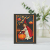 Vintage Jolly Halloween Witch Briefkaart (Staand voorkant)