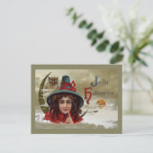 Vintage Jolly Halloween Witch Briefkaart (Staand voorkant)
