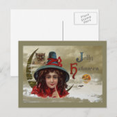 Vintage Jolly Halloween Witch Briefkaart (Voorkant / Achterkant)