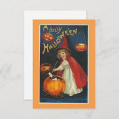 Vintage Jolly Halloween Witch en Pumpkins (Voorkant / Achterkant)