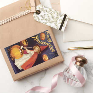 Vintage Jolly Halloween Witch van Ellen Clapsaddle Rechthoekige Sticker