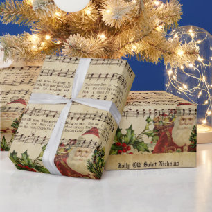 Vintage Jolly Old Sint-Nicolaas kerstcarol Cadeaupapier