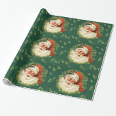 Vintage Jolly Santa Cadeaupapier (Uitgerold)