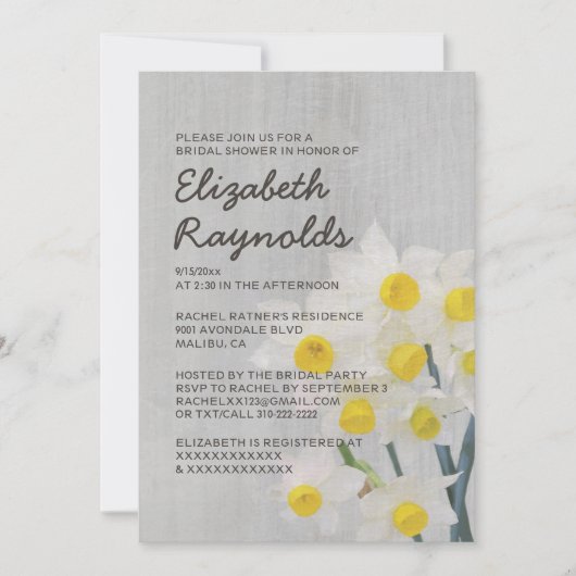 Vintage Jonquil Bridal Shower Invitations (Devant)