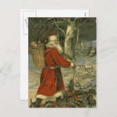 Vintage Joyeuse Carte de Noël St Nick (Devant / Derrière)