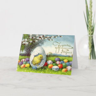 Vintage Joyeuse Pasen French Easter Card Feestdagen Kaart