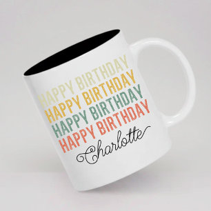 Vintage Joyeux Anniversaire Mug pour Maman, Fille 