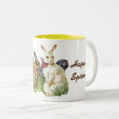 Vintage Joyeux lapins de Pâques Café Mug (Devant droit)
