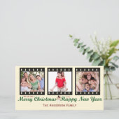 Vintage Joyeux Noël Snowman Carte photo (Debout devant)