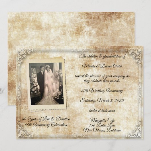 Vintage jubileumfeest kaart (Voorkant / Achterkant)