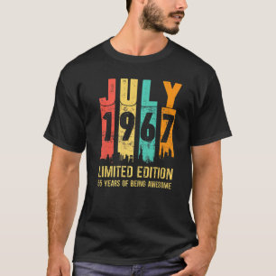 Vintage juli 1967 55 jaar 55e verjaardag t-shirt