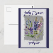 Vintage Juli Bloem Larkspur Bloemstuk Briefkaart (Voorkant / Achterkant)