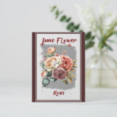 Vintage June Bloem Roos Bloemstuk Briefkaart (Staand voorkant)