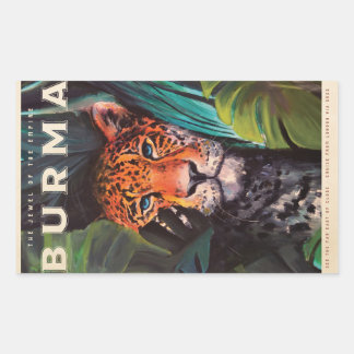 Vintage jungle leopard rechthoekige sticker
