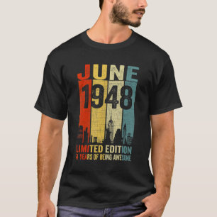 Vintage juni 1948 74 Birthday 74 jaar oud 1948 Bir T-shirt