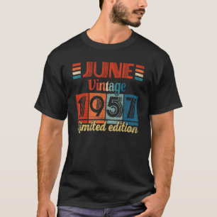 Vintage juni 1957 65e verjaardag 65 jaar oud t-shirt