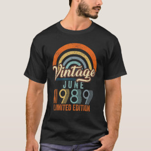 Vintage juni 1989 33e verjaardag t-shirt