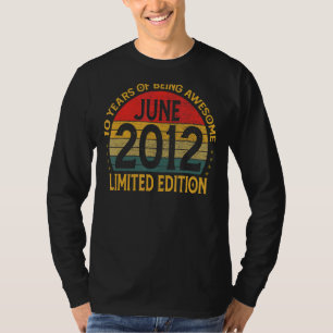 Vintage juni 2012 10 jaar oud decor 10e verjaardag t-shirt