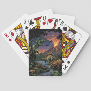 Vintage Jurassic Dinosaur Rex en Triceratops Pokerkaarten