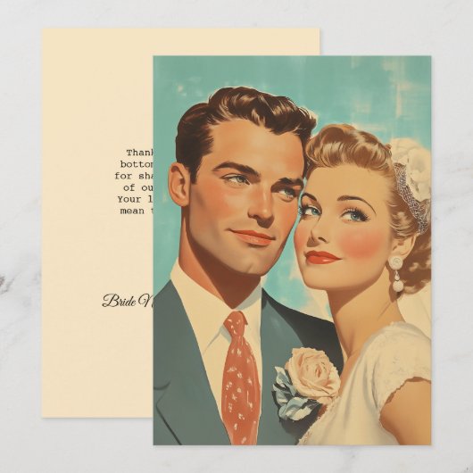 Vintage Just Married Bliss Kaart (Voorkant / Achterkant)