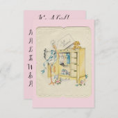 Vintage "Juste Arrivé" Faire-part de naissance fil (Devant / Derrière)