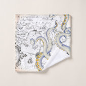 Vintage Kaart Bad Handdoek (Wasdoekje)