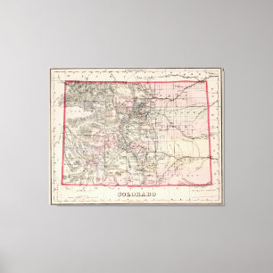 Vintage Kaart van Colorado (1884) Canvas Afdruk