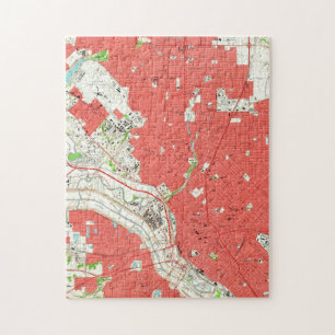 Vintage Kaart van Dallas Texas (1958) 2 Legpuzzel