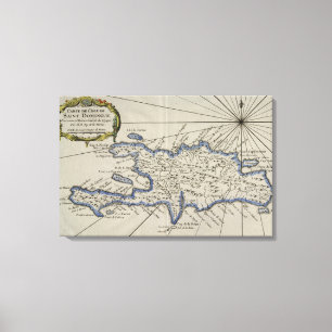 Vintage Kaart van de Dominicaanse Republiek (1750) Canvas Afdruk