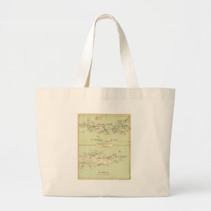 Vintage Kaart van de Maagdelijke Eilanden (1853) Grote Tote Bag