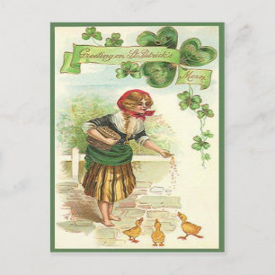 Vintage Kaart van Eenden voeren op St. Patrick's D