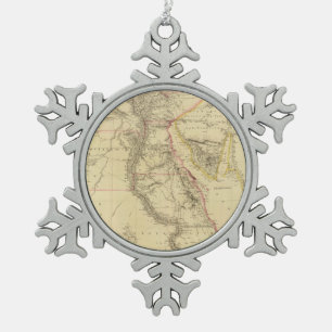 Vintage Kaart van Egypte (1832) Tin Sneeuwvlok Ornament