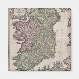 Vintage Kaart van Ierland (1716) Magneet