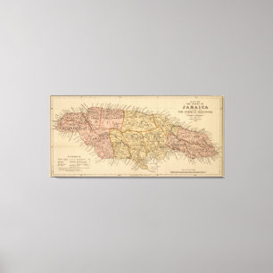 Vintage Kaart van Jamaïca (1893) Canvas Afdruk