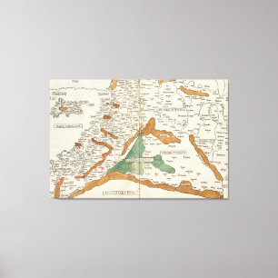 Vintage Kaart van Mesopotamië (1482) Canvas Afdruk