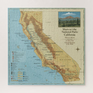 Vintage kaart van nationale parken in Californië k Legpuzzel