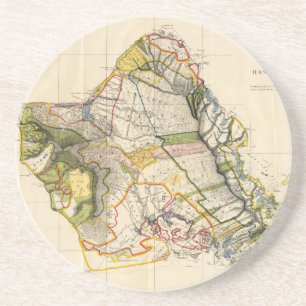 Vintage Kaart van Oahu Hawaï (1906) Zandsteen Onderzetter