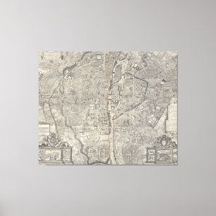 Vintage Kaart van Parijs Frankrijk (1652) Canvas Afdruk