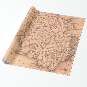 Vintage Kaart van Van Zuid- Charleston Carolina Cadeaupapier
